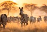 Fototapeta Sawanna - Zebras in the Savannah: A Riveting Display of Wildlife and Untamed Landscapes