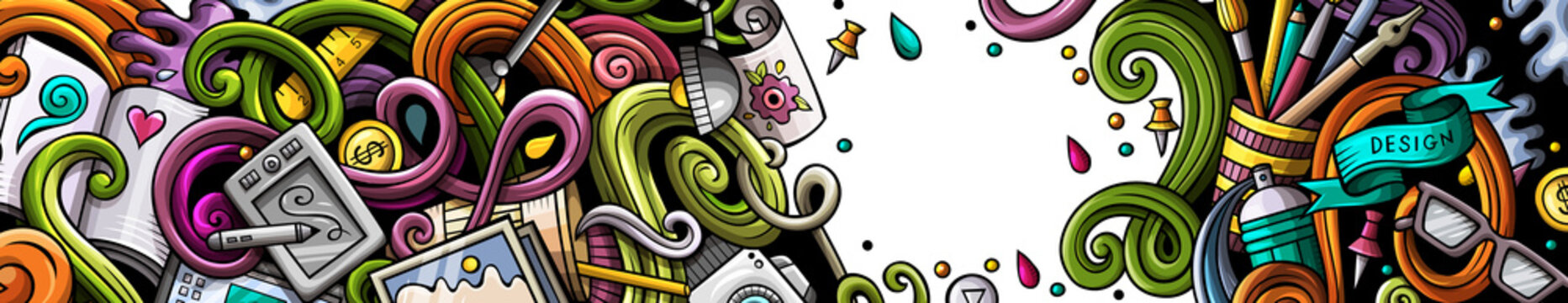 Designer tools cartoon banner