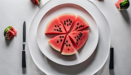 Wall Mural - A plate of watermelon slices on a white plate