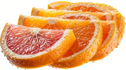 Aufkleber - group of red orange slices  covered in fresh water droplets.