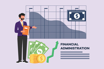 Financial administration concept. Colored flat vector illustration isolated.