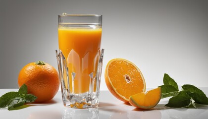 Canvas Print - A glass of orange juice with a slice of orange on top