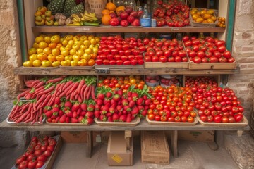 Poster - A diverse assortment of nutritious fruits and vegetables showcased in a vibrant display.