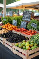 Poster - A wide variety of fresh fruits and vegetables are presented in an organized and appealing manner.