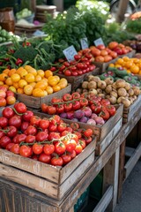 Poster - A colorful assortment of fresh fruits and vegetables beautifully arranged on display, showcasing their diversity and freshness.