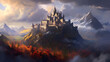 Majestic Castle in the Clouds: Breathtaking Digital Painting