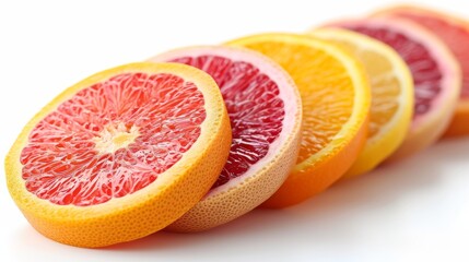 Aufkleber - row of citrus slices on white background 