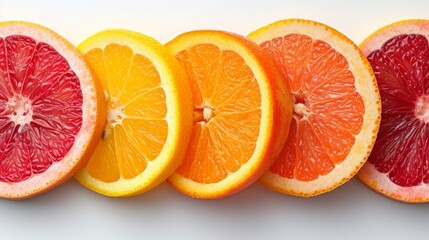 Aufkleber - row of citrus slices on white background 