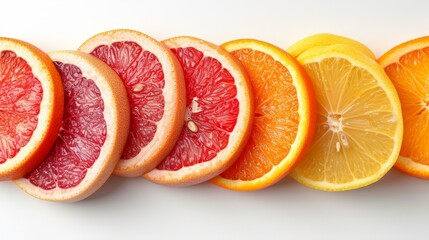 Aufkleber - row of citrus slices on white background 