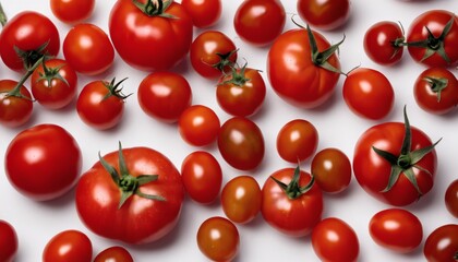 A bunch of red tomatoes on a white background