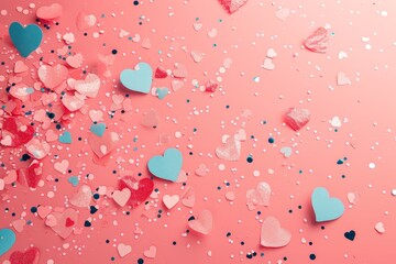Poster - Lovely collection of hearts on a pink background.