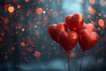 Aufkleber - A collection of red hearts arranged on top of a stick.