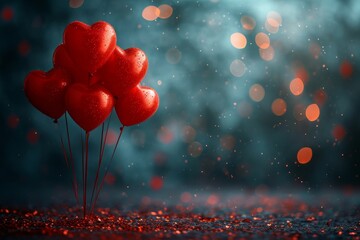 Poster - A bunch of red hearts placed neatly on top of a table.