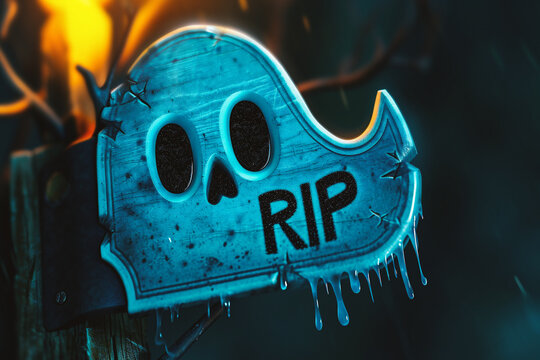 Halloween sign with ghost and text