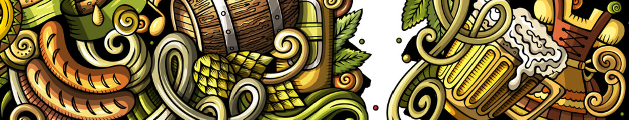 Wall Mural - Beer detailed cartoon banner