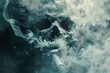 Surreal smoke skull with a cigarette. dark, ominous art. symbol of danger and death. perfect for edgy designs. AI