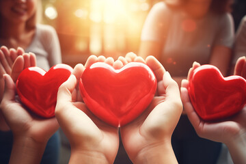 Sticker - hands holding heart , heart health insurance ,organ donation and volunteer