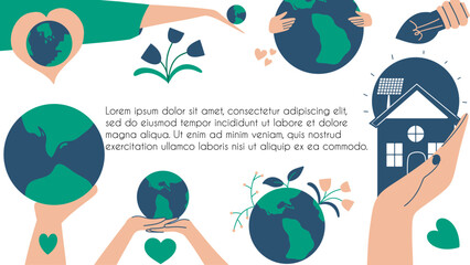 Wall Mural - Environmental concept banner. ESG background. Ecological and save planet graphic frame. Love and protect planet.