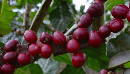 Canvas Print - A bunch of red berries hanging from a tree