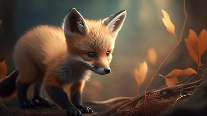 Wall Mural - adorable baby fox. created with generative ai.