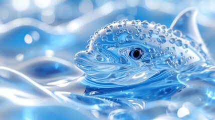 a close up of a fish in a body of water with drops of water on it's back side.