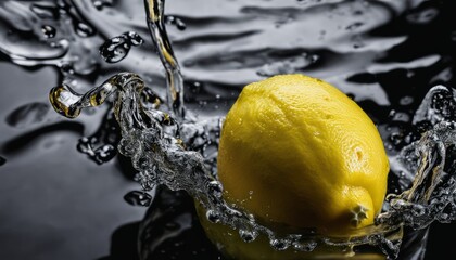 Wall Mural - A lemon in water with a splash