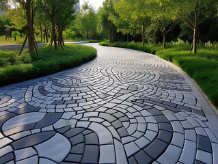 Wall Mural - Beautiful design pedestrian pavers. Made of weather-resistant and non-slip material. For public use.