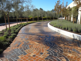 Wall Mural - Beautiful design pedestrian pavers. Made of weather-resistant and non-slip material. For public use.