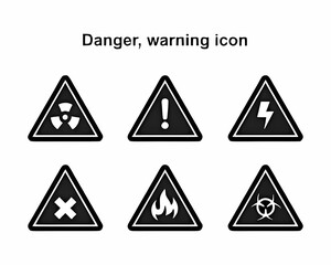 Set of warning signs and icons