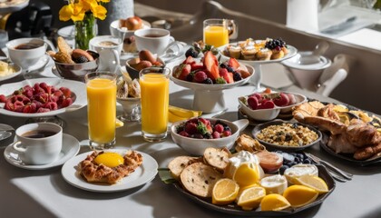 Wall Mural - A table full of food and drinks