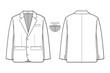 © Jack - collared blazer jacket flat technical drawing illustration mock-up template for design and tech packs men or unisex fashion CAD streetwear women workwear utility