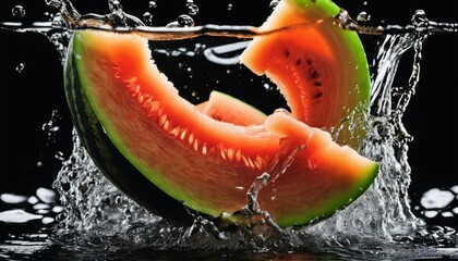 Poster - A slice of watermelon in water