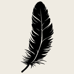 Wall Mural - Feather black silhouette. Hand sketching feather icons and vector illustration
