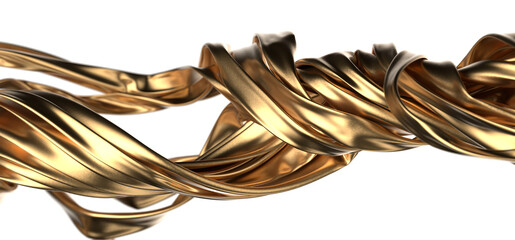 Wall Mural - Glamourous Ripples: Abstract 3D Gold Cloth Illustration with Mesmerizing Waves