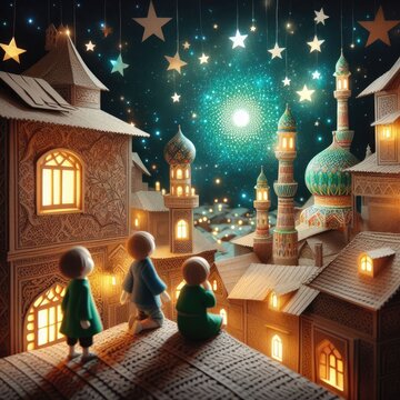 People see the first night moon Eid Mubarak Ramadan Mubarak