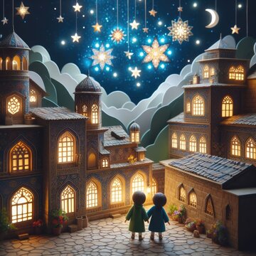 People see the first night moon Eid Mubarak Ramadan Mubarak