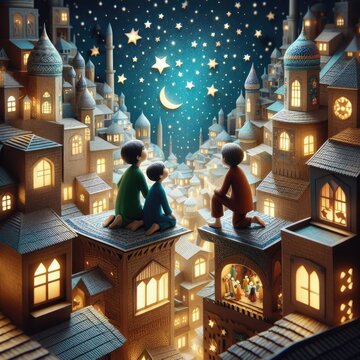 People see the first night moon Eid Mubarak Ramadan Mubarak