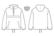 © Jack - hooded anorak pullover windbreaker jacket flat technical drawing illustration mock-up template for design and tech packs men or unisex fashion CAD streetwear women workwear utility