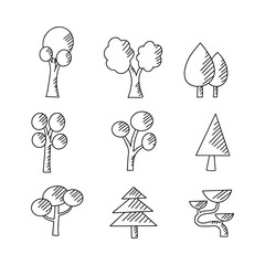 Tree doodle line vector illustration