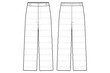 quilted puffer pants Flat Technical Drawing Illustration Blank Streetwear Mock-up Template for Design and Tech Packs CAD