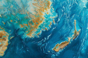 Wall Mural - aerial map of australia with ocean waves in