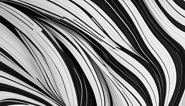 Abstract black and white hand drawn wavy line drawing seamless pattern. Modern minimalist fine wave outline background, creative monochrome wallpaper texture print. 