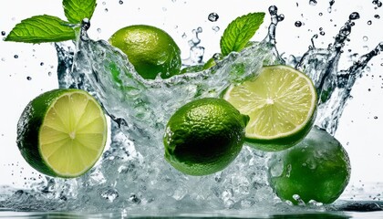 Sticker - A glass of water with limes and mint