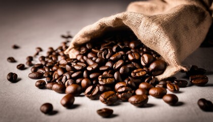 Canvas Print - A brown burlap bag filled with coffee beans