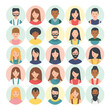© AMIR - A large set of vector avatars of modern diverse multicultural multinational men and women in a round frame. A collection of faces of male and female characters in circles. Flat style