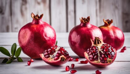 Poster - Three pomegranates on a table