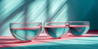 Glasschale in pastelfarbenen Design mit schönen Hintergrund als Dekoration, ai generativ