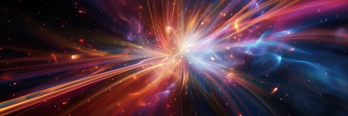 Aufkleber - Abstract digital light glowing motion space technology 3D long background for science or technological processes