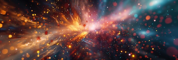 Aufkleber - Abstract digital light glowing motion space technology 3D long background for space science