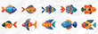Bunte Fisch-Sammlung: Minimalistische Vektorgrafiken